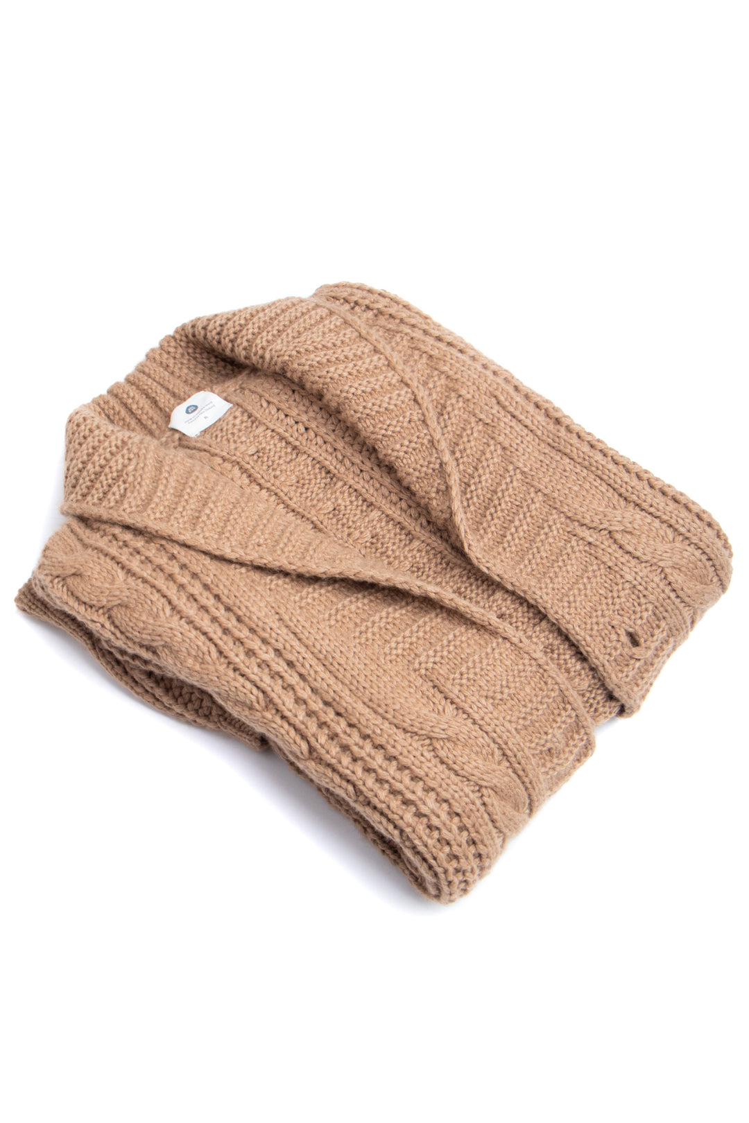 Mens Chunky Knit Camel Cable Jacket