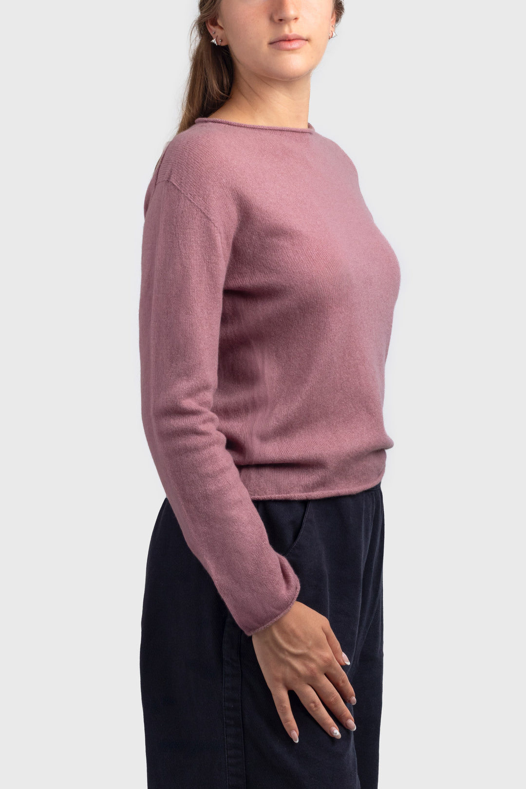 long sleeve cashmere t shirt - #colour_shawl-pink