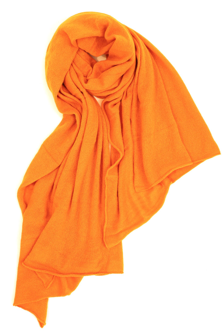 Cashmere Raw Edge Travel Wrap in Spice Orange