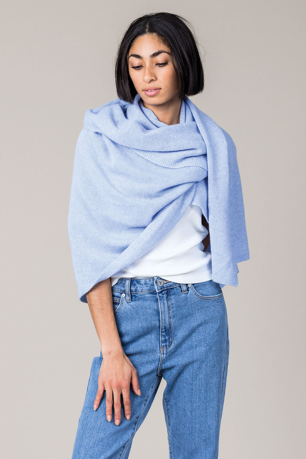 Cashmere Travel Wrap in Atollo Blue