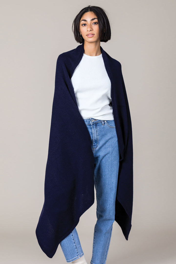 Cashmere Travel Wrap Navy